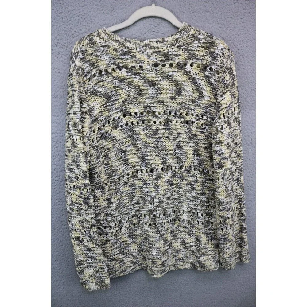 Chicos Long Sleeve Open Knit Tunic Sweater-Size 2-Oversized-Beachy-NWT